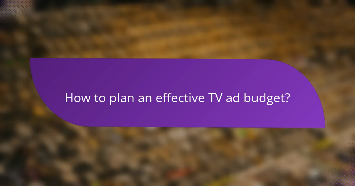 How to plan an effective TV ad budget?