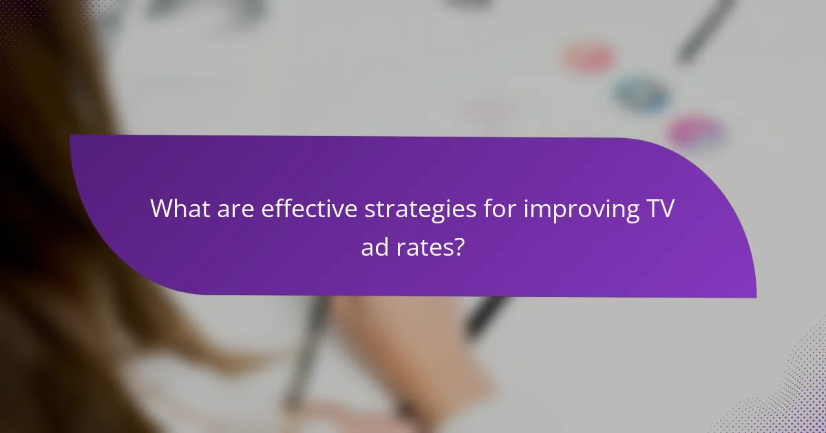 What are effective strategies for improving TV ad rates?