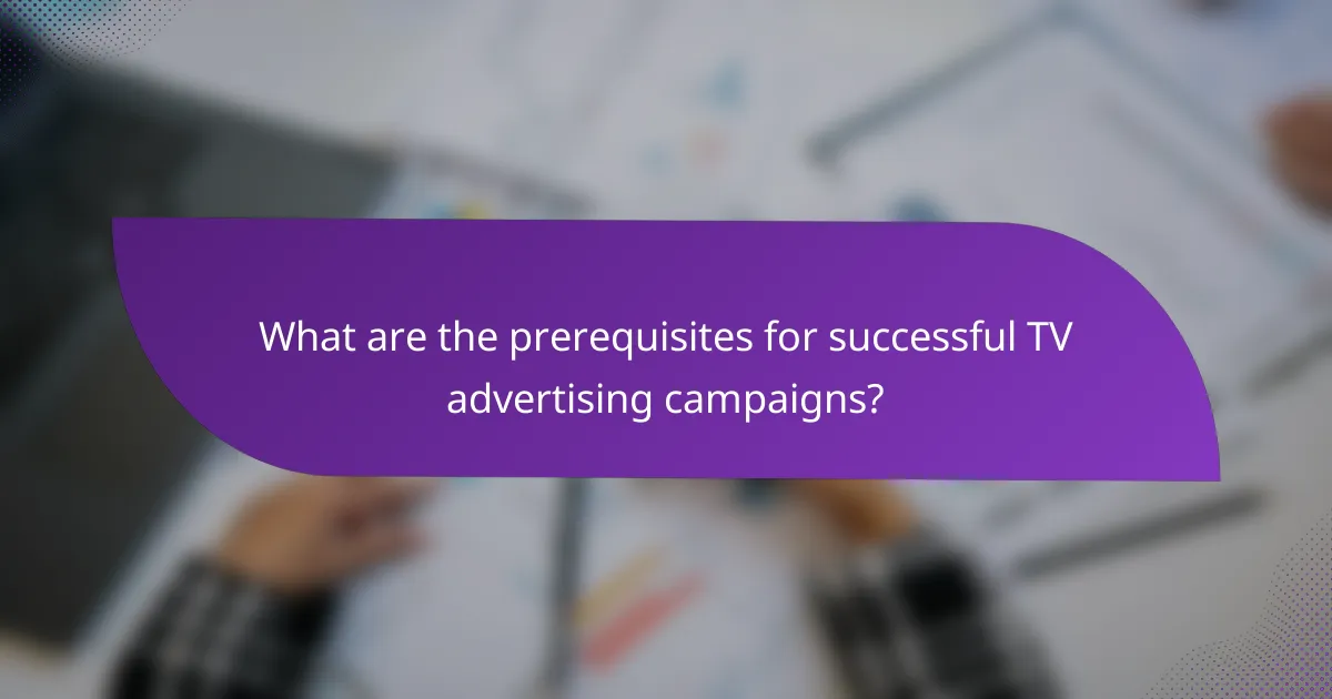 What are the prerequisites for successful TV advertising campaigns?