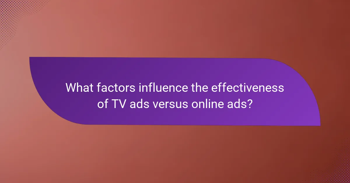 What factors influence the effectiveness of TV ads versus online ads?