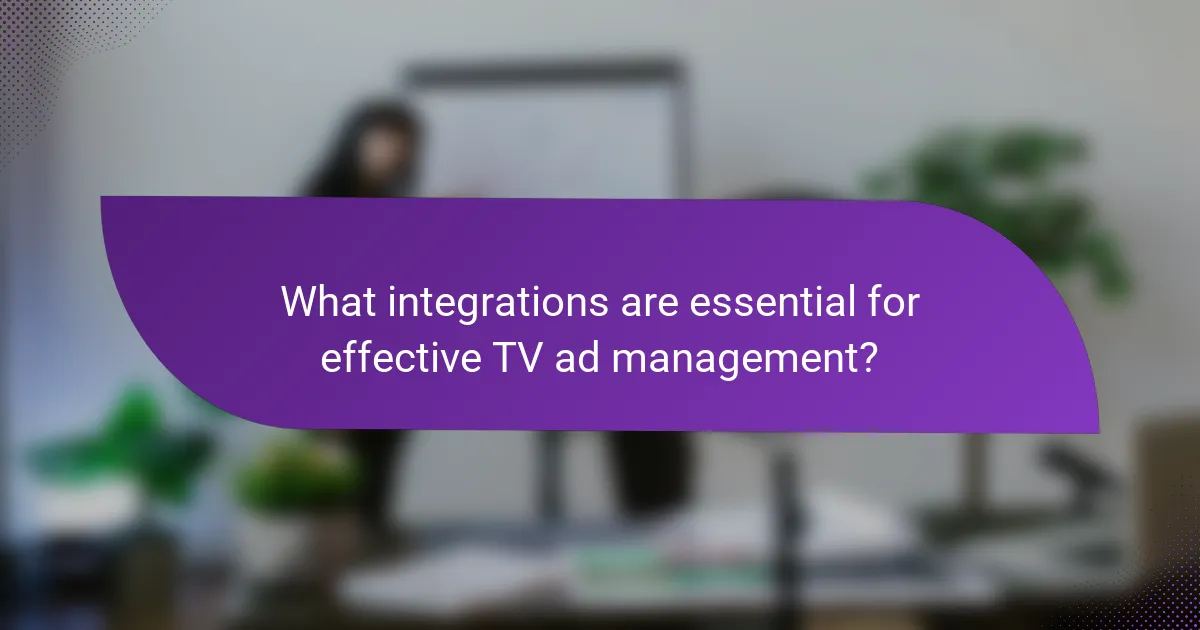 What integrations are essential for effective TV ad management?